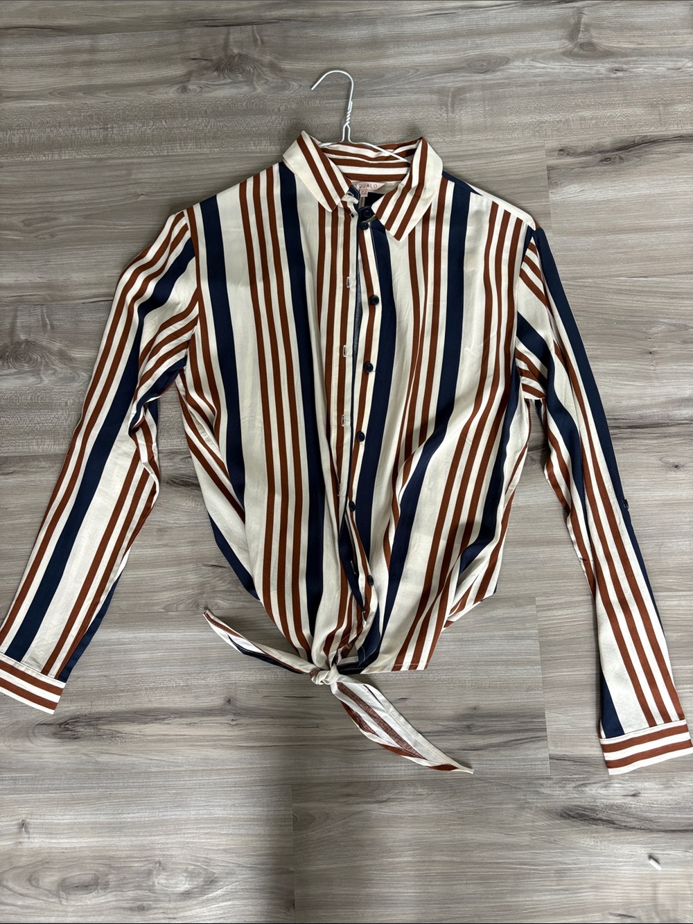 ESQUALO Striped Casual Button-Down tie up Shirt